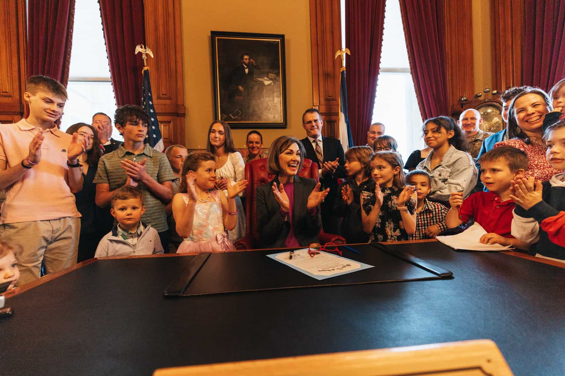 Guard-connected youth wearing purple during Month of the Military Child